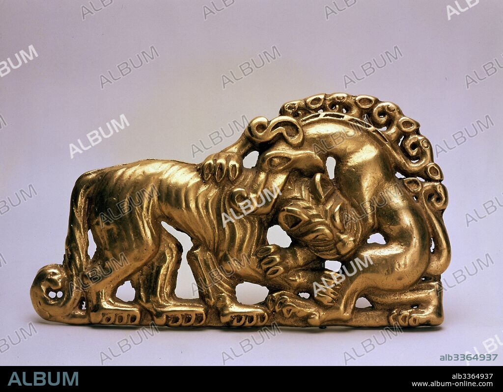 COLLECTION OF PETER THE GREAT SCYTHIAN ART. Animals fighting (Belt buckle).