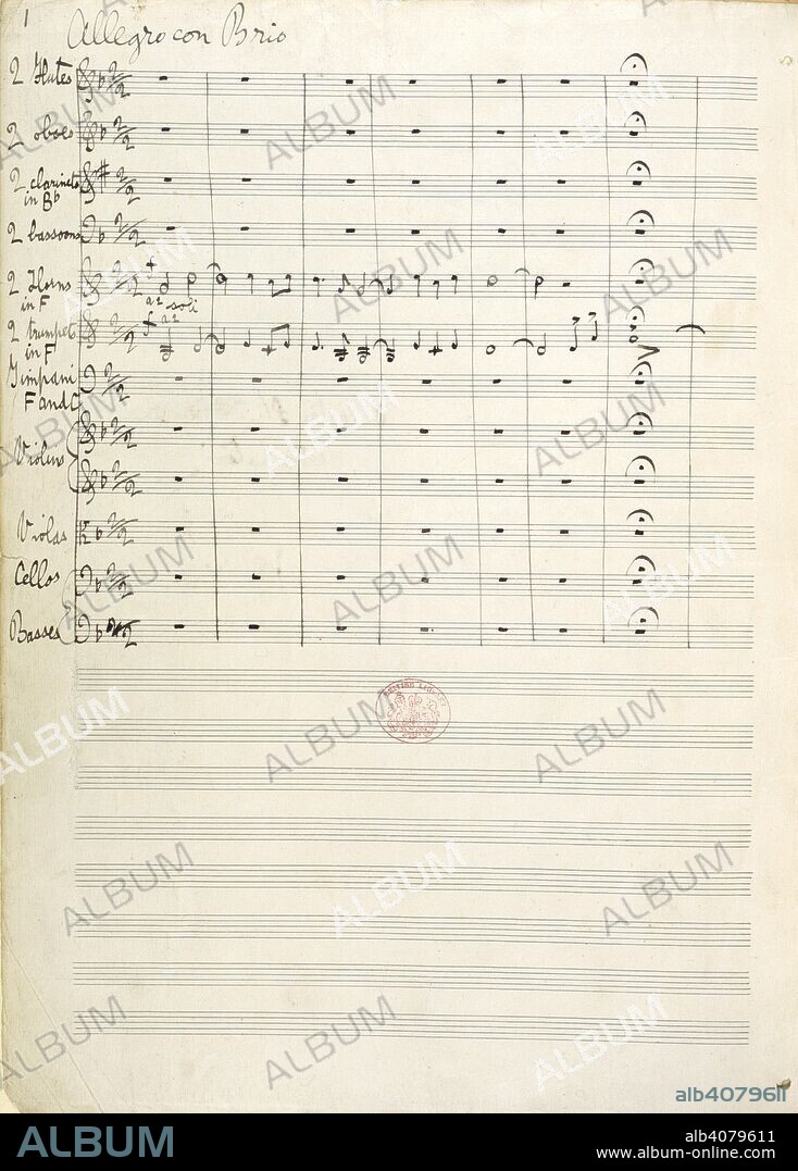 The Cotswolds symphony in A. Gustav Holst collection. 1899-1900. The Cotswolds symphony in A. Allegro con Brio. Opening bars.  Image taken from Gustav Holst collection.  Originally published/produced in 1899-1900. . Source: Add. 47814, 1v. Vol.IX.