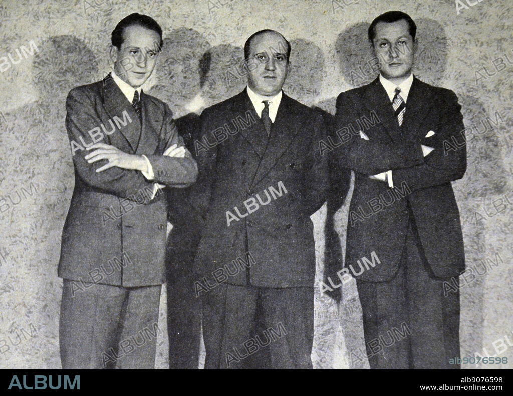 Spanish civil war: Speakers at the founding meeting of Spanish Falange: Alfonso Garcia Valdecasas, Julio Ruiz de Alda and Jose Antonio Primo de Rivera.