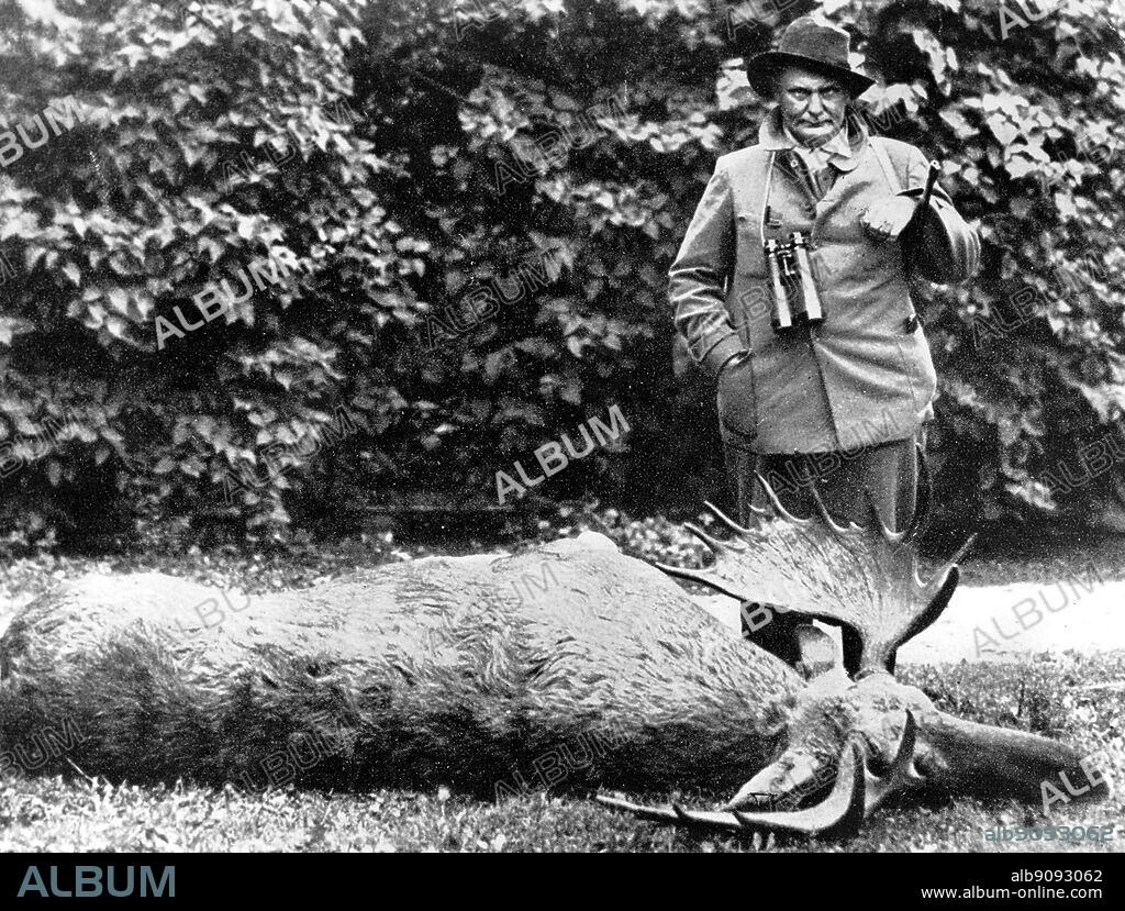 Hermann Goering as a hunter, next to a large deer that he hunted and killed. Hermann Wilhelm Göring (also Goering in English) (1893-1946) was an early member of the Nazi party, Commander of the Luftwaffe, and one of the main leaders of Nazi Germany.