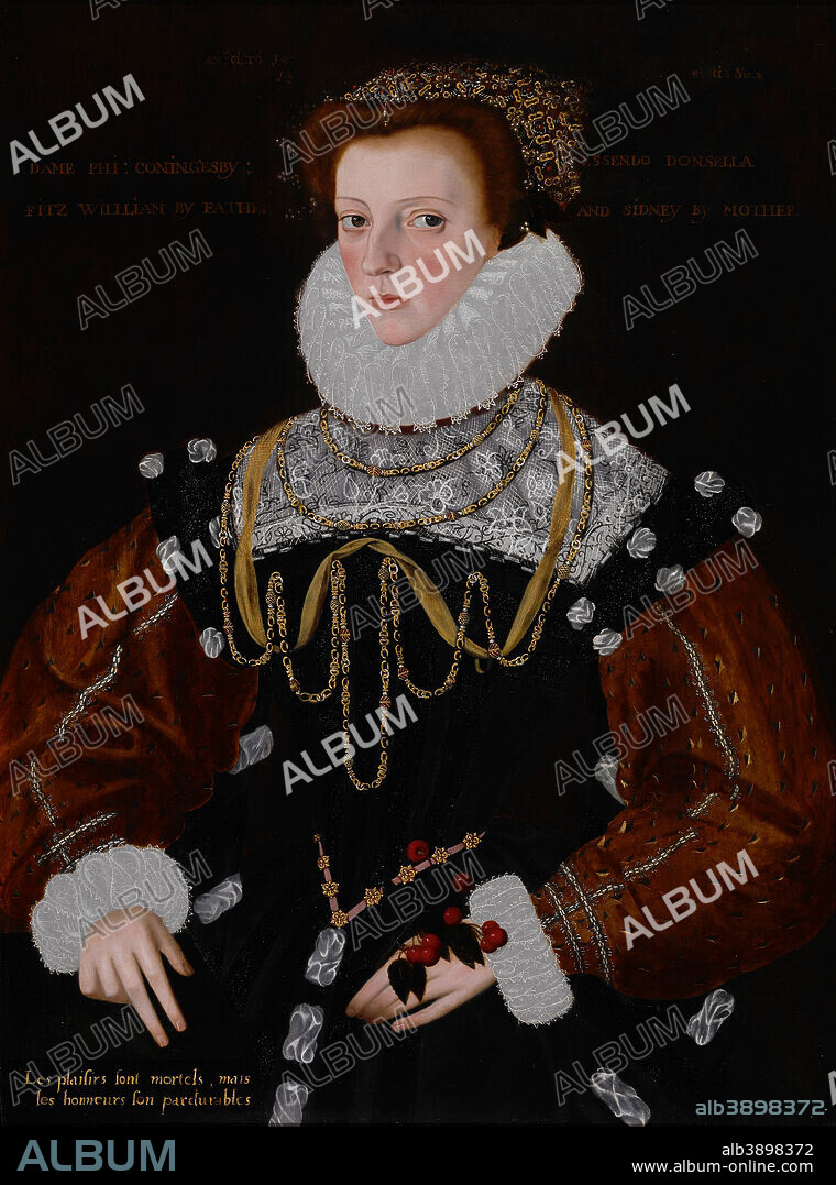 GEORGE GOWER. Lady Philippa Coningsby. Date/Period: 1578. Oil paintings. Oil on wood. Height: 37 in (93.9 cm); Width: 27.6 in (70.1 cm).