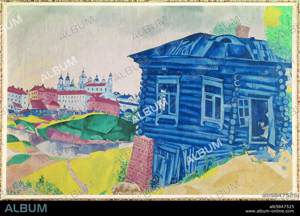 MARC CHAGALL. La maison bleue-The blue house, 1917. Canvas.