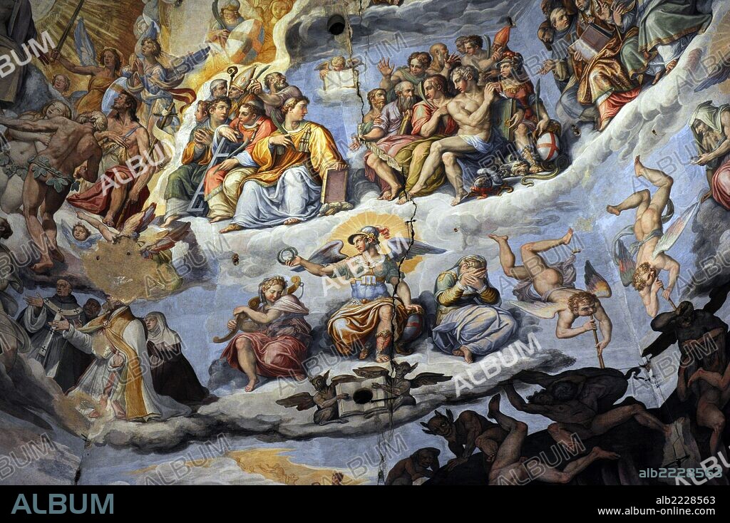 Italy. Florence. Last Judgement frescoes of the Dome of Brunelleschi, by Giorgio Vasari (1511-1574) and Zuccari (1572-1579). Detail.