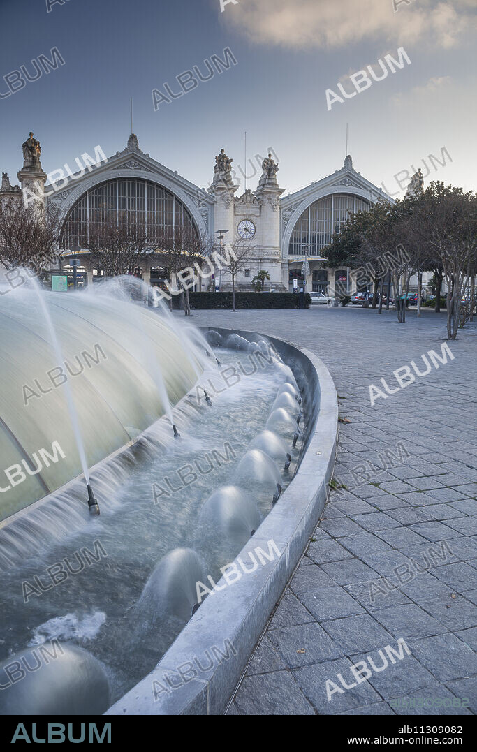 Late afternoon in front of the train station, designed by architect Victor Laloux in 1898, in Tours, Indre et Loire, France, Europe.