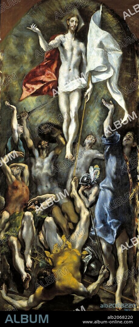 El Greco / 'La Resurrección', 1597-1600, Escuela Española, Óleo sobre Lienzo, 275 cm x 127 cm, P00825.