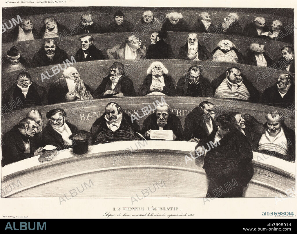 HONORE DAUMIER. Le Ventre Législatif (The Legislative Belly). Dated: 1834. Dimensions: overall: 34.9 x 52.6 cm (13 3/4 x 20 11/16 in.). Medium: lithograph on wove paper.