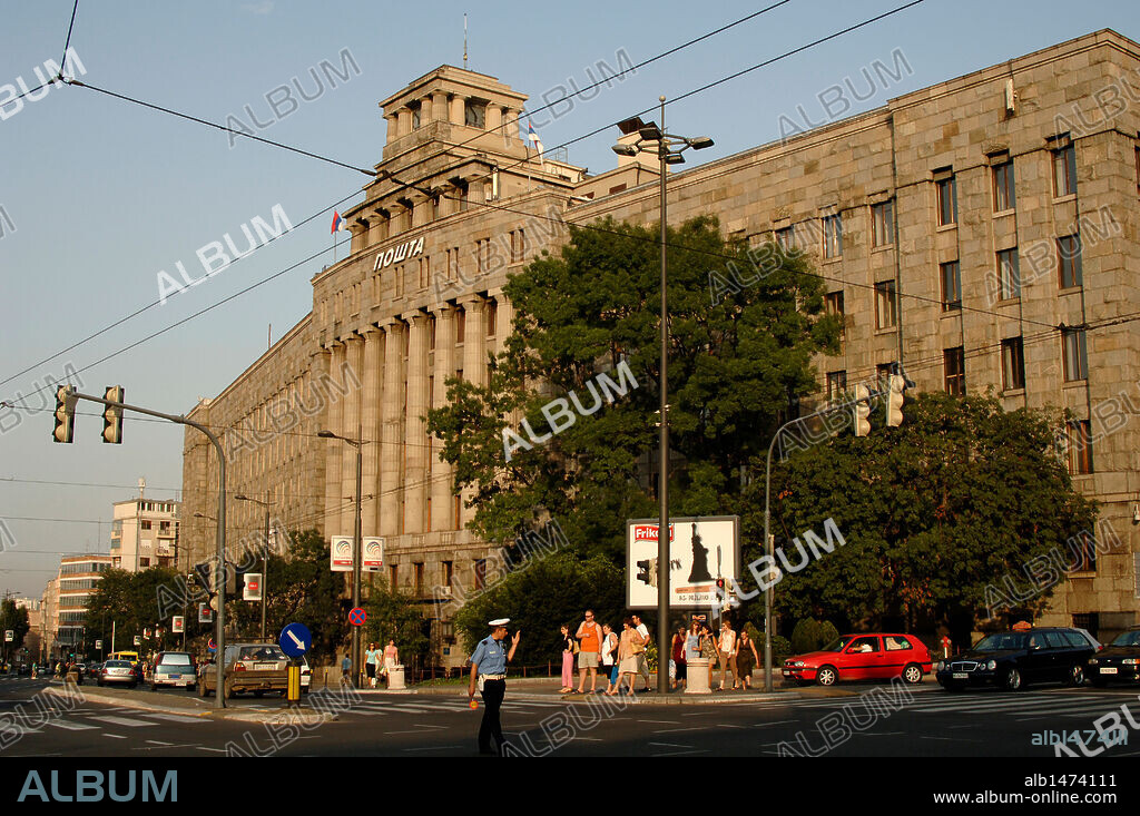 Central Post Office Building. Outside view. Belgrade. Republic of Serbia.