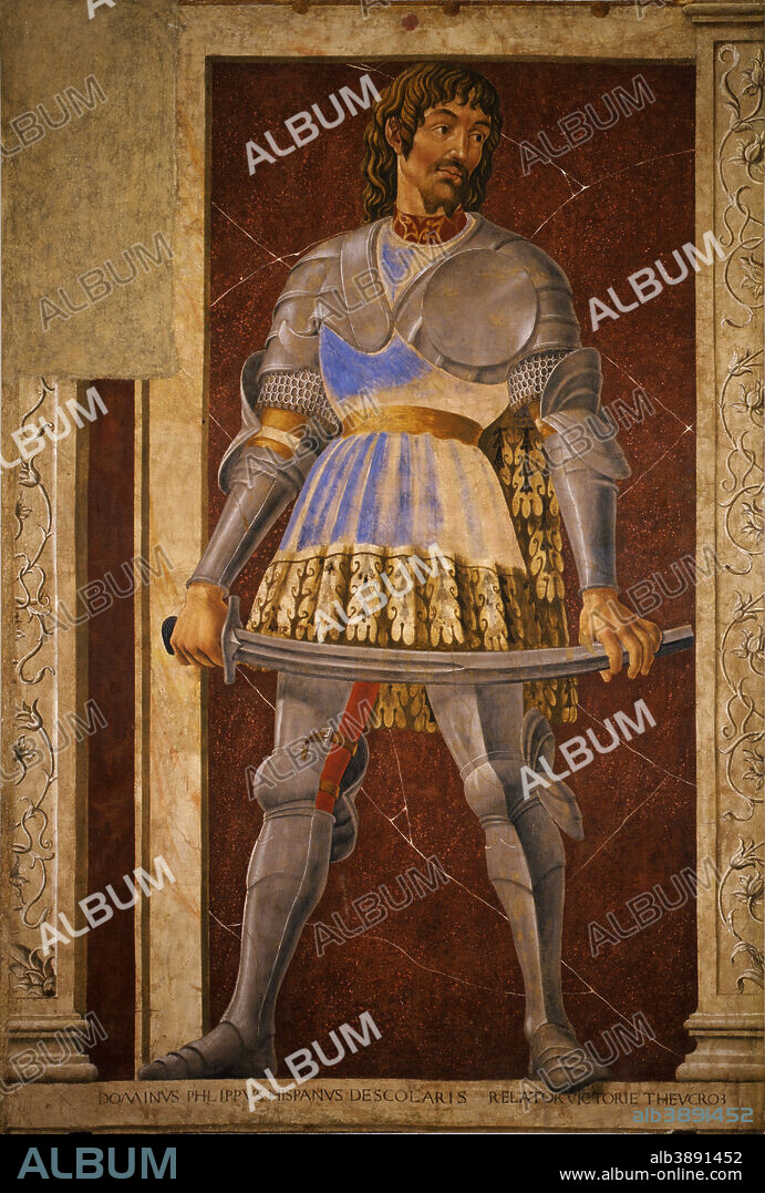 ANDREA DEL CASTAGNO. Pippo Spano, Niccolò Acciaiuoli, Francesco Petrarca / Pippo Spano. Date/Period: Ca. 1448. Painting. Tempera on panel. Height: 250 cm (98.4 in); Width: 154 cm (60.6 in).