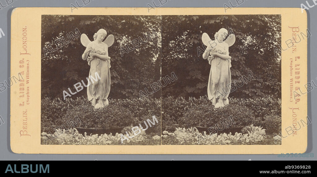 Sculpture of Flora in the gardens of the Villa Durazzo-Pallavicini at Genoa, Alfredo Noack, anonymous (rejected attribution), Genua, Palazzo Durazzo-Pallavicini, publisher: Berlin, c. 1867, cardboard, albumen print, height 85 mm × width 170 mm.