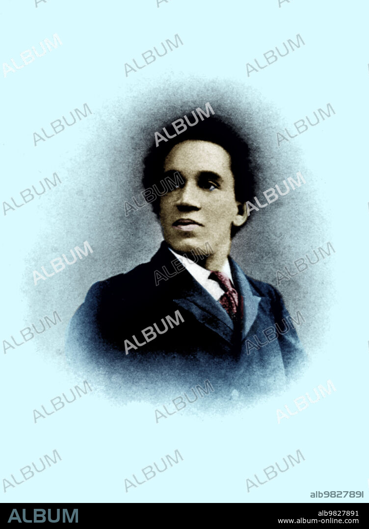 Samuel Coleridge-Taylor (August 15, 1875 - September 1, 1912) was an English composer and conductor. He is known for The Song of Hiawatha, a trilogy of cantatas written between 1898-1900. The first part, Hiawatha's Wedding Feast, was particularly famous for many years and made the composer's name known throughout the world. No photographer credited, undated (cropped and cleaned).