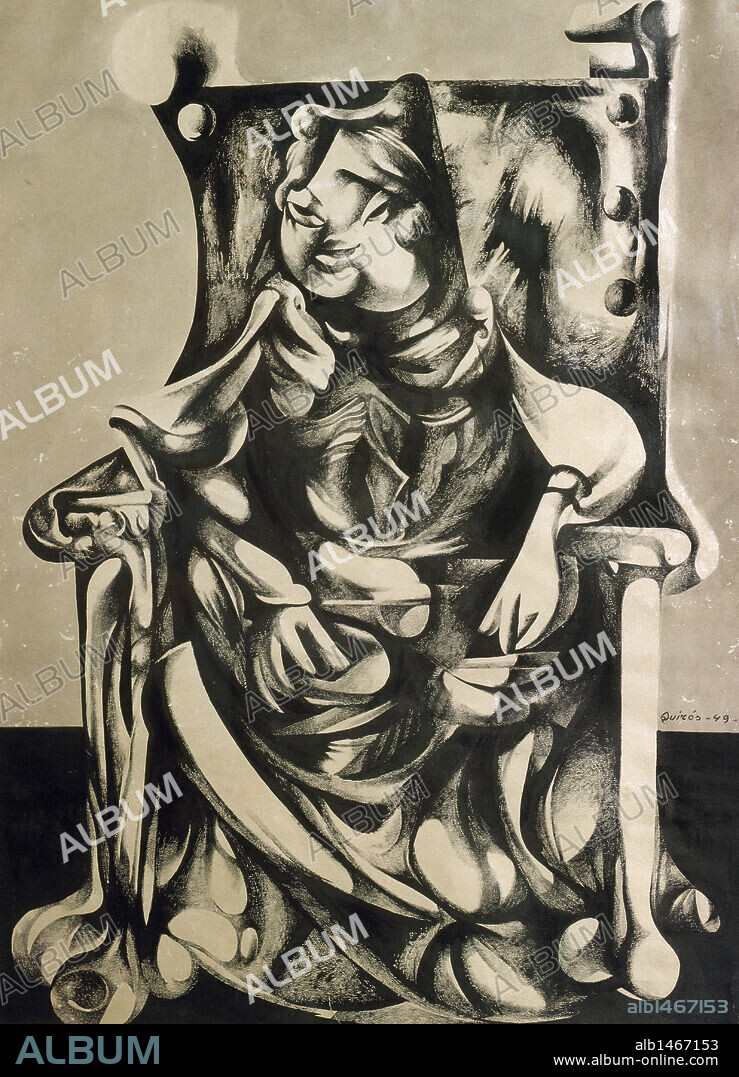 ARTE S. XX. ESPAÑA. ANTONIO QUIROS (1912-1984). Pintor español. "SEÑORA SENTADA" (1949). Museo Municipal de Bellas Artes. Santander. Cantabria.