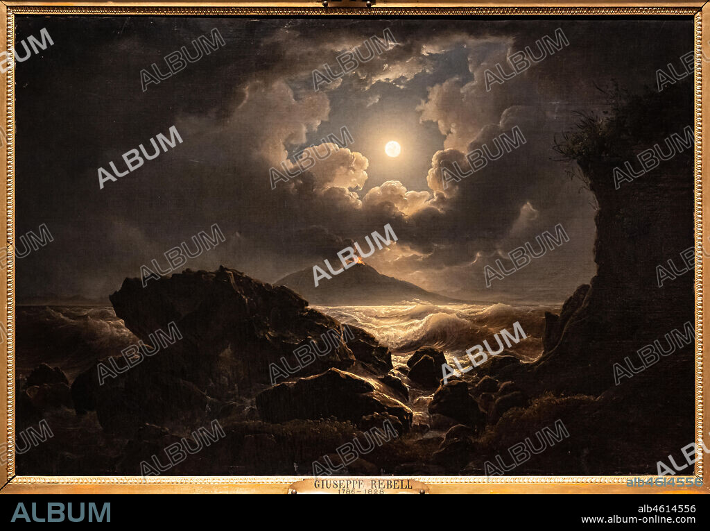 Joseph Rebell: "Gale in the Gulf of Naples at moonlight",1822, oil painting on canvas.