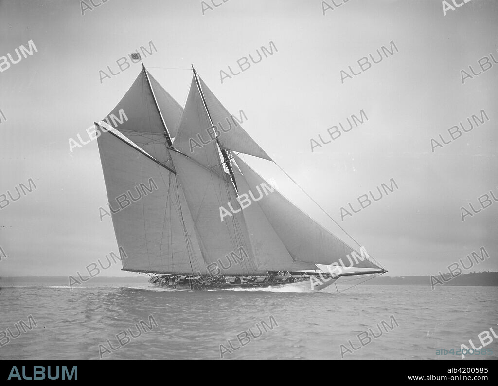 The schooner 'Meteor IV', 1911. 'Meteor IV' was Kaiser Wilhelm II's fourth yacht. It was designed by Max Oetz and launched in 1909.