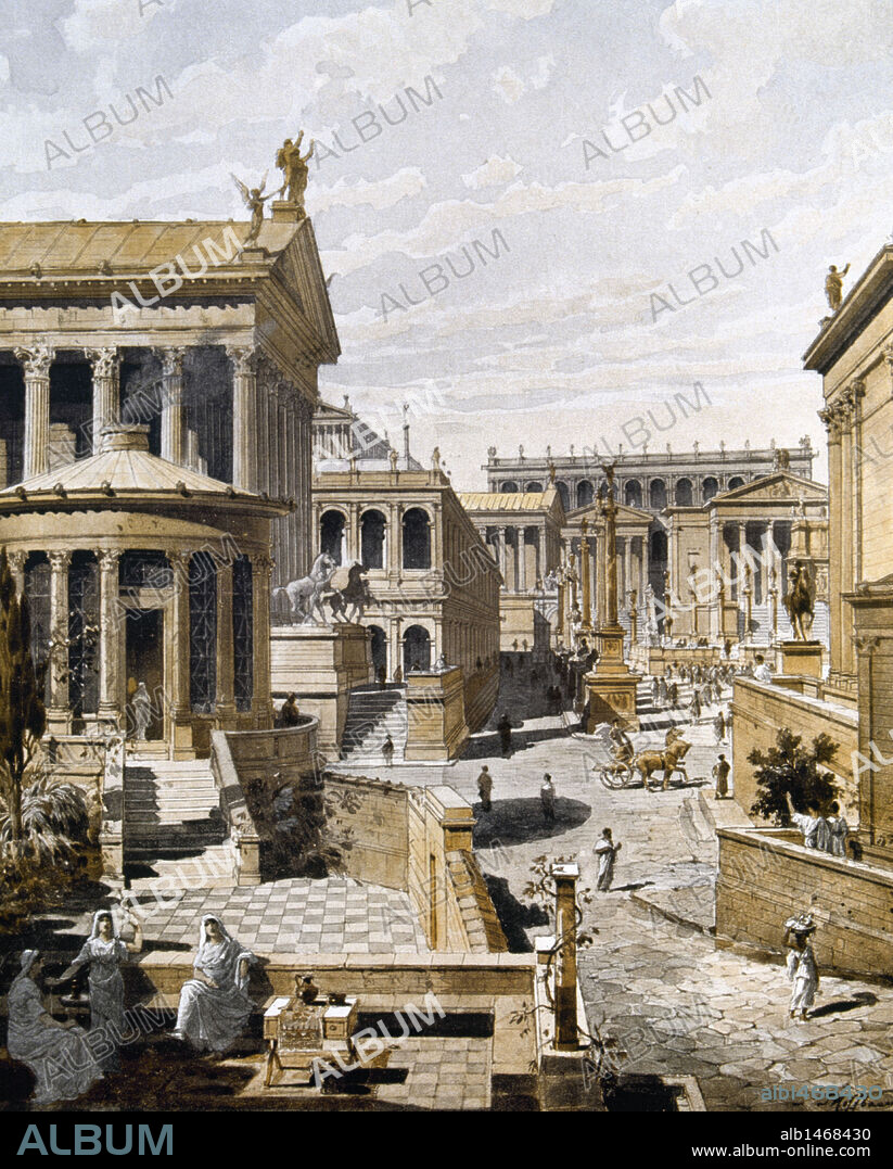 ANTIGUA ROMA. Foro romano. Dibujo.