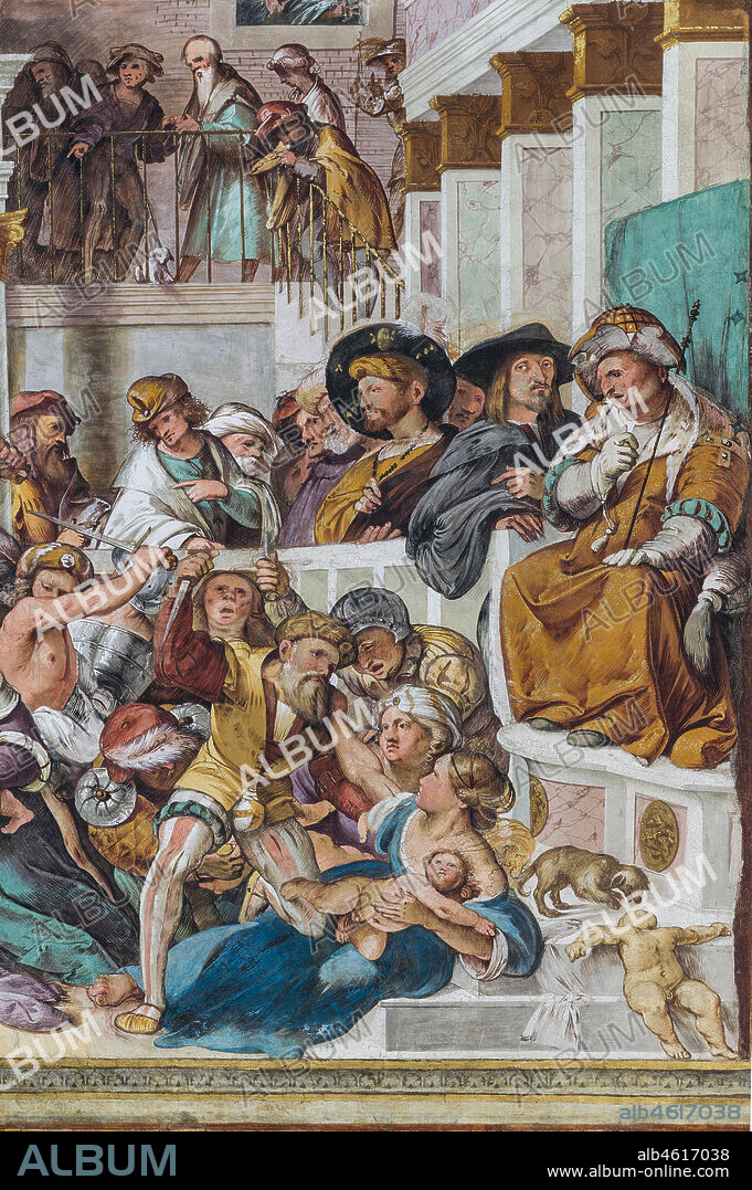 Cremona, Duomo (the Cathedral of S. Maria Assunta), interior, presbytery, seventh arch: detail of the "Massacre of Innocents", fresco by Altobello Melone, 1517.