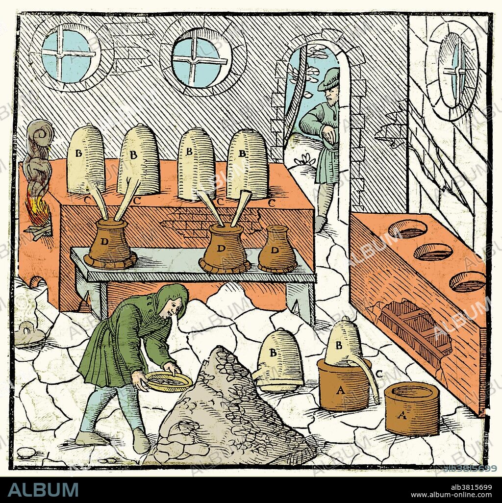 The distillation of quicksilver or mercury (refining), 16th century. By the 16th century, mercury was often used in medicine and in the amalgamation of gold and silver ores. In the 17th century, there was demand for mercury to use in thermometers, barometers, and electrical and chemical applications.