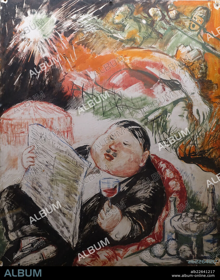 Illustration for the poem by Mayakovsky Vladimir Vladimirovich (1893-1930) "To You!" 1940. By Pestel Vera Efremovna (1887-1952). Plywood, gesso, mixed media.