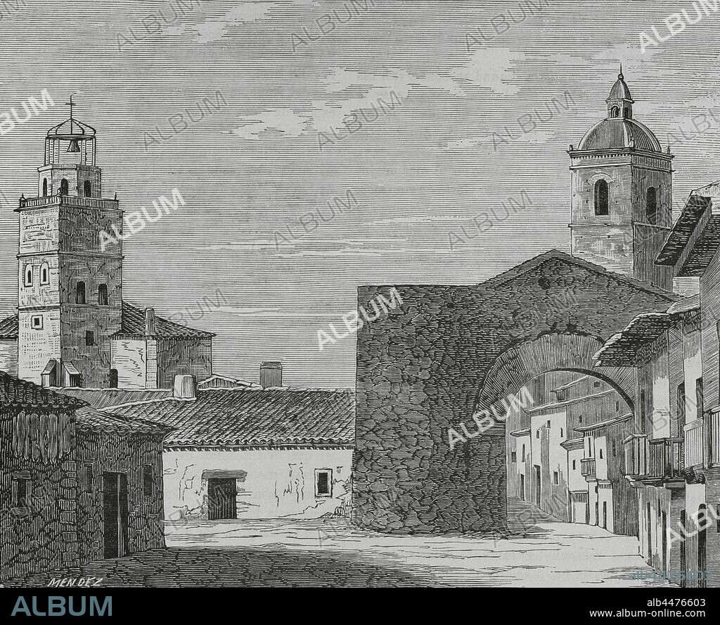 España, provincia de Valladolid, Medina del Campo. Dibujo por Méndez. Grabado por Sierra. Crónica General de España, Historia Ilustrada y Descriptiva de sus Provincias. Tomo Asturias y León, 1867. Biblioteca Histórico Militar de Barcelona, Cataluña, España.