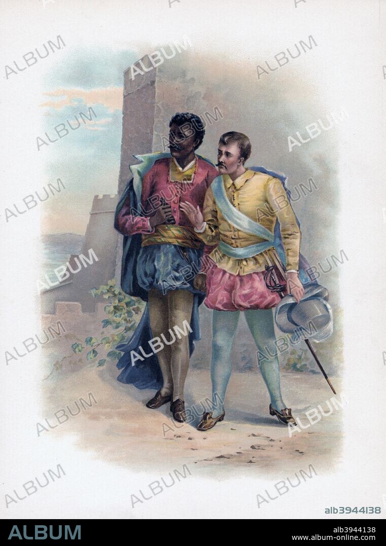 'Othello and Iago', 1891. Characters from The Moor of Venice. A colour lithograph from Shakespeare's Heroes and Heroines after Sir A Callcott, C R Leslie, D Maclise, A Redgrave, S Hart & C, published by Raphael Tuck & Sons, (London, 1891).