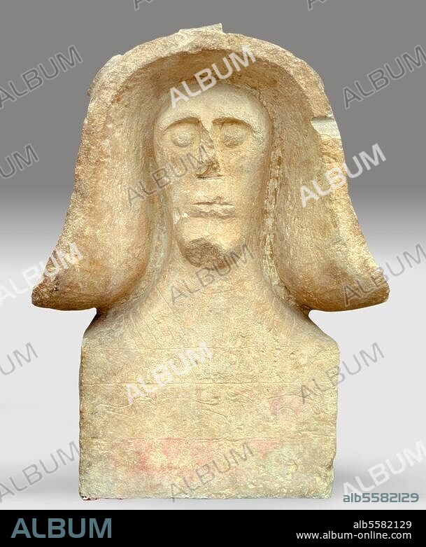 Pre and Early History:. Sculptures. Male Bust - "Warriot of Saint-Chaptes". Celto-liguric, pre-Roman Era. Lamestone. Found: Saint-Chaptes, Dp. Gard, France. Nîmes, Musée Archéologique.