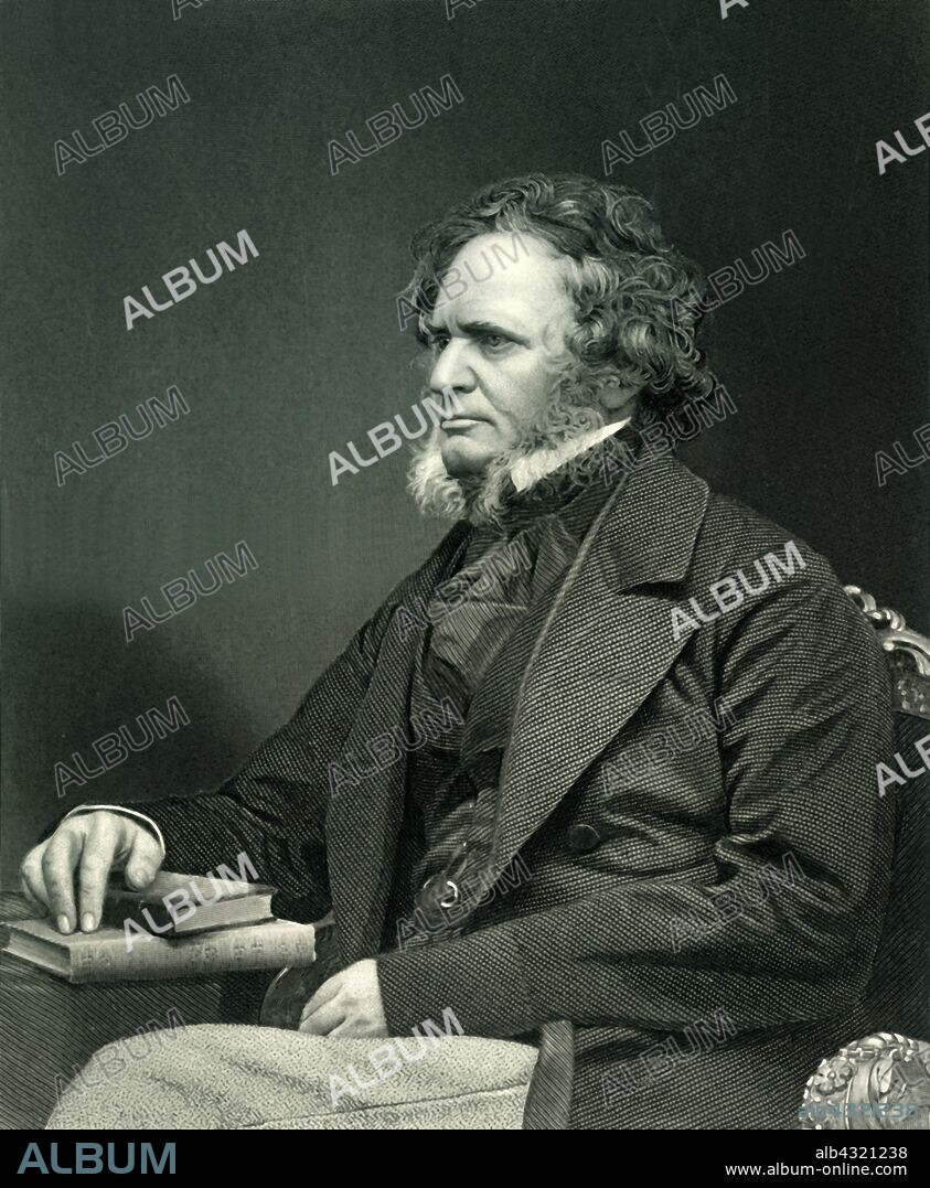 'The Right Honourable Edward Geoffrey Stanley, Earl of Derby, K.G.', c1860, (c1884). Edward Smith-Stanley, 14th Earl of Derby (1799-1869), British Conservative educated at Eton College and Christ Church, Oxford. Three-time Prime Minister during Victorian-era and longest serving leader of the Conservative Party. Associated with Reform Act 1867. From "Leaders of the Senate: A Biographical History of the Rise and Development of the British Constitution, Vol. II.", by Alexander Charles Ewald, F.S.A. [William Mackenzie, London, Edinburgh & Berlin, ].