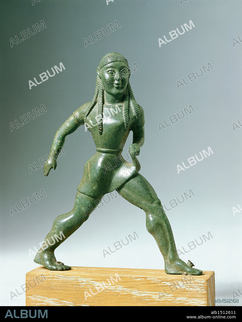 Greek civilization, 6th century b.C. Bronze statue of a child running, 525 b.C. From Dodona.