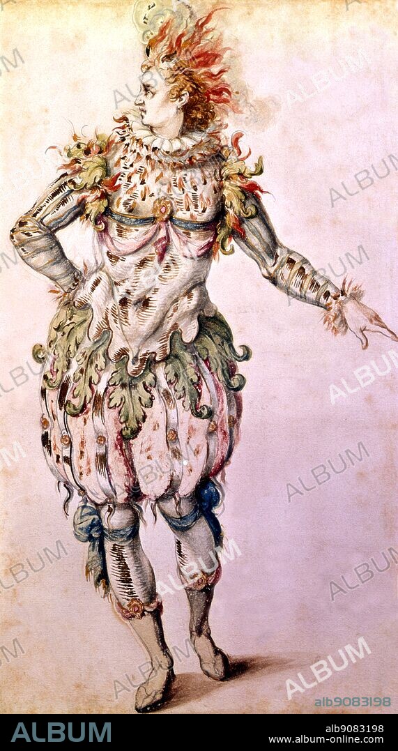 Star masquer from The Lords' Masque by Thomas Campion, 1613, costume design by Inigo Jones. Reproduced by permission of the Trustees of the Chatsworth Settlement. Photography by courtesy of the Victoria & Albert Museum, London.. ©2006 TopFoto.