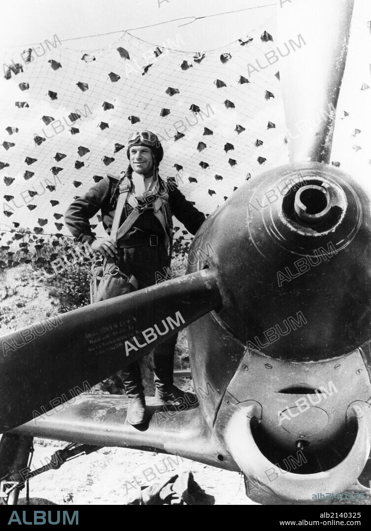 World war 2, soviet air force pilot, kankeshev ahmet haptal from the north caucasus, about to climb into a yakovlev yak-9 fighter, he shot down 6 german planes in 9 days near kuban. 01/02/2013