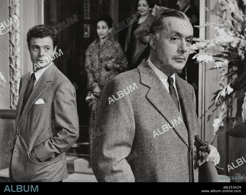 CHARLES BOYER and MARCELLO MASTROIANNI in LUCKY TO BE A WOMAN, 1956 (LA FORTUNA DI ESSERE DONNA), directed by ALESSANDRO BLASETTI.