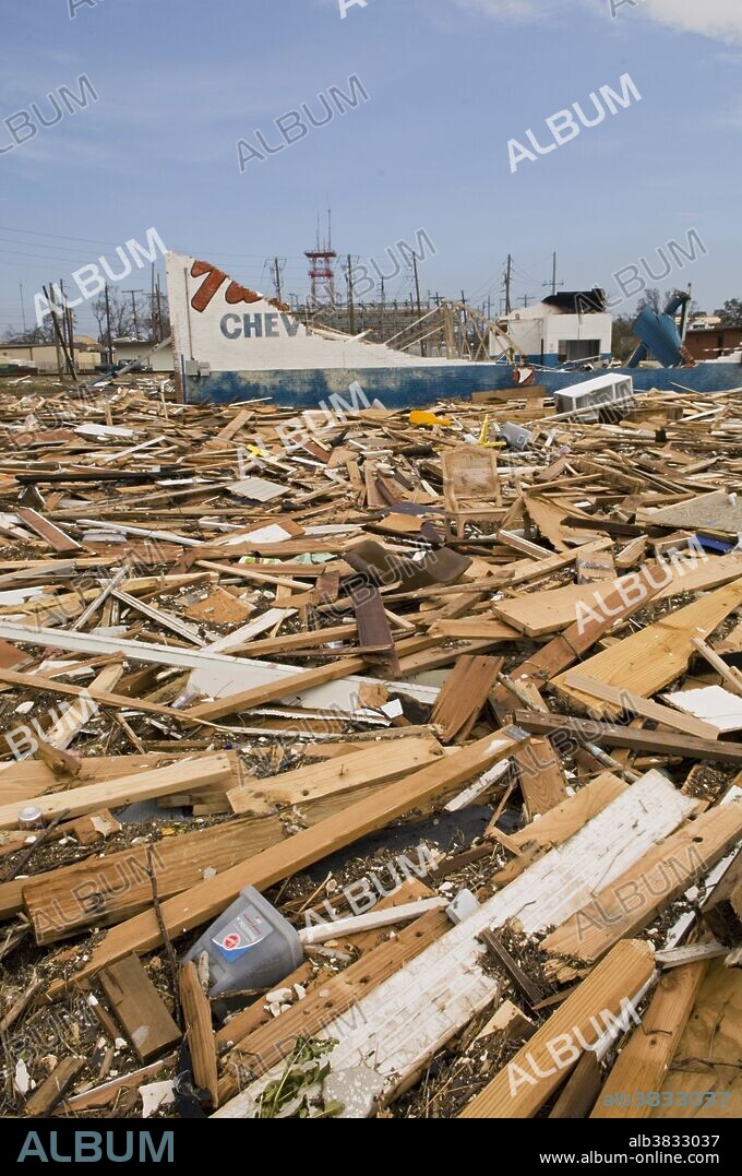Numerous businesses were obliterated in Gulfport, Mississippi when Hurricane Katrina slammed into the coastal community on August 29, 2005.