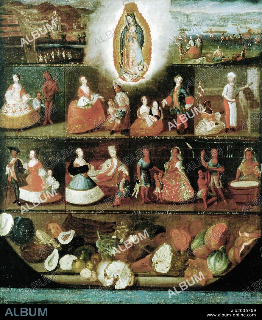 Luis de Mena / 'Las castas, escenas de mestizaje', siglo XVII, Óleo sobre lienzo, 119 x 103 cm.