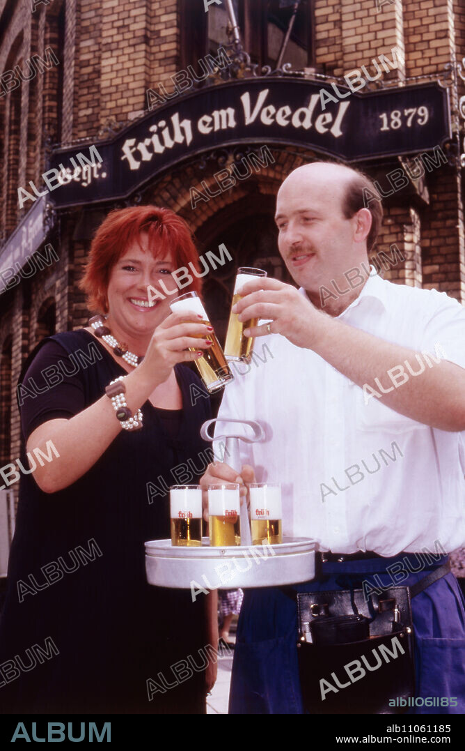 Local talk show from the brewery "Frueh im Veedel" in Cologne, Germany 1996, host: Britta von Lojewski with Koelsch and Koebes.
