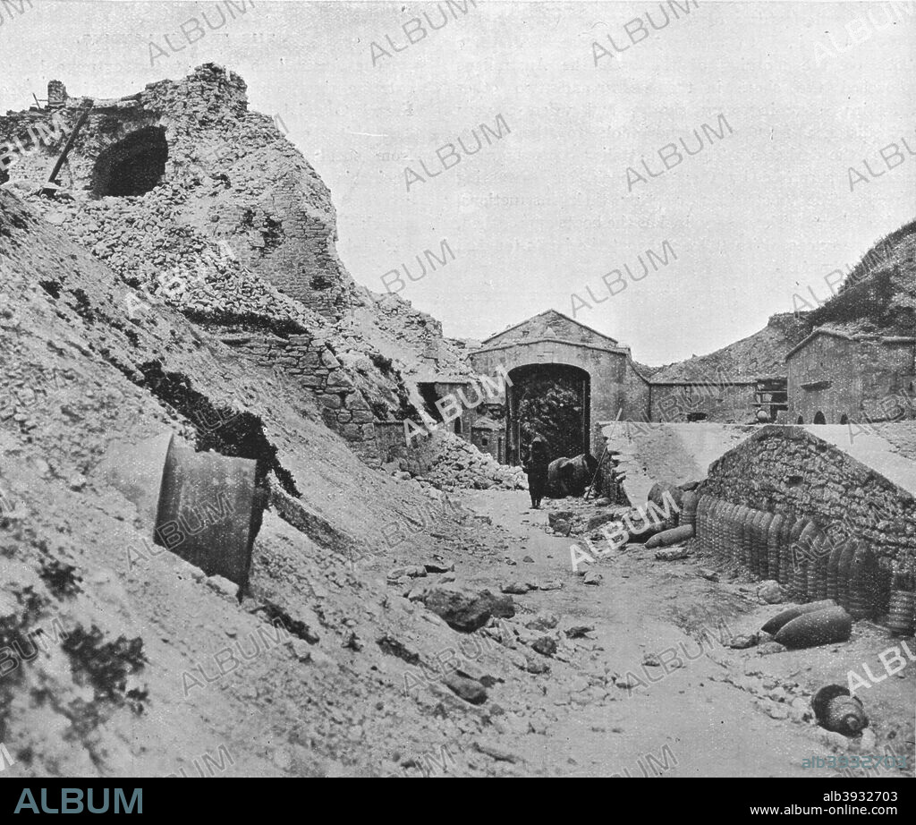 'Inside the wrecked fortress of Seddil Bahr', 1915. The Gallipoli Campaign, also known as the Dardanelles Campaign, the Battle of Gallipoli or the Battle of Canakkale was a campaign of World War I that took place on the Gallipoli peninsula. From The Manchester Guardian History of the War Vol. III - 1915.. [John Heywood Ltd, London, 1915].