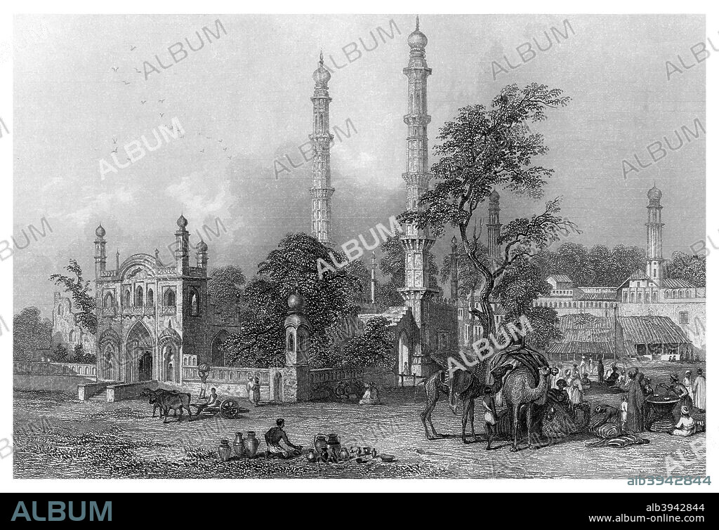 Mosque of Abdul Rahim Khan, Burhanpur, Madhya Pradesh, India. A print from The Faiths of the World, A Dictionary of All Religions and Religious Sects, Volume II, by Reverend James Gardner, A Fullarton & Co, London & Edinburgh.