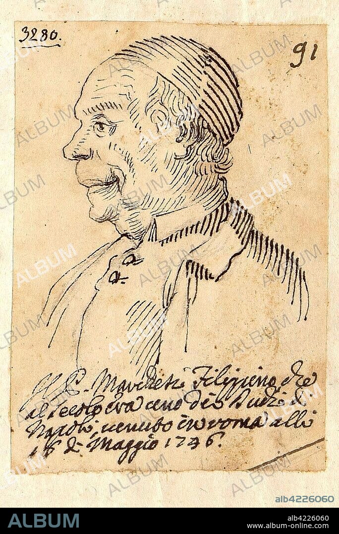PIER LEONE GHEZZI. 'Caricature Head of a Clergyman'. Italy, 1746. Dimensions: 8,8x6,2 cm.