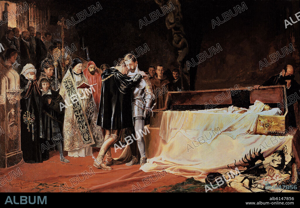JOSE MORENO CARBONERO (1860-1942). LA CONVERSION DEL DUQUE DE GANDIA - 1884 - REPLICA.