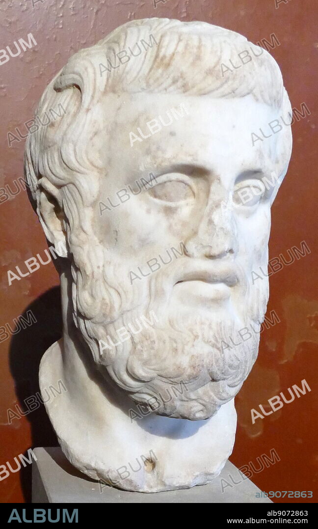 Bust of the Greek playwright, Sophocles, 498 - 406 BC. Roman copy of a 4th century BC head.