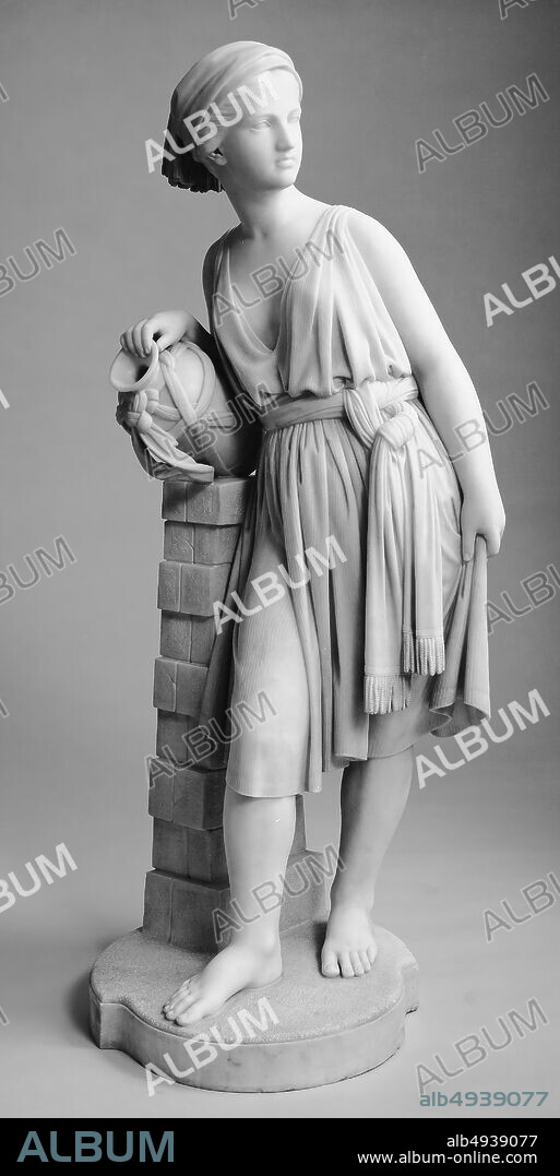 Chauncey Bradley Ives, Rebecca at the Well, American, Chauncey Bradley Ives (18101894), 1854; carved 1866, American, Marble, 50 x 16 1/2 x 16 1/2 in. (127 x 41.9 x 41.9 cm), Sculpture.