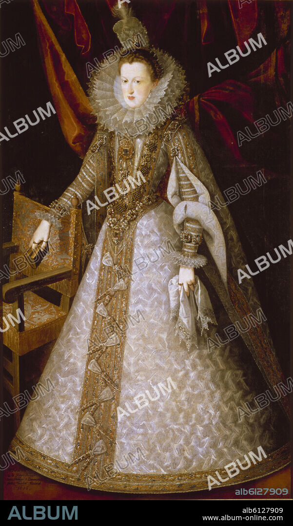 JUAN PANTOJA DE LA CRUZ. LA REINA DOÑA MARGARITA DE AUSTRIA - 1606 - O/L - 204x122 - NP 2563 - RENACIMIENTO ESPAÑOL.