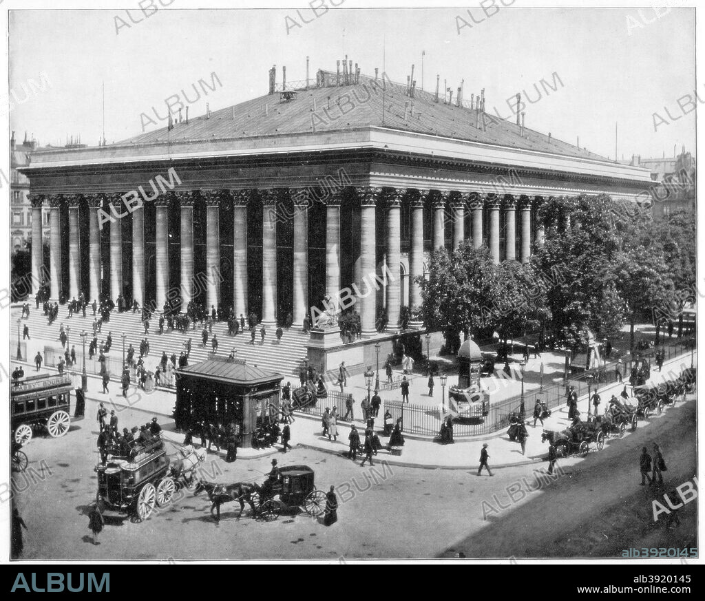 The Bourse, Paris, late 19th century. The French Stock Exchange. Photograph from Portfolio of Photographs, of Famous Scenes, Cities and Paintings by John L Stoddard, published by the Werner Company, (Chicago, c1899).