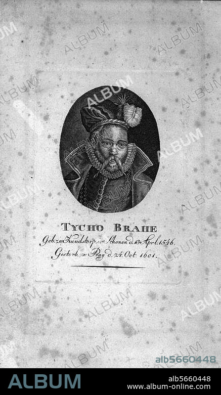 Brahe, Tycho dän. Astronom Knudstrup in Schonen 14.12.1546 - Prag. 24.10.1601. "TYCHO BRAHE". Punktierstich, um 1806, von Konrad Westermayr (1765-1834). Berlin, Sammlung Archiv für Kunst und Geschichte.