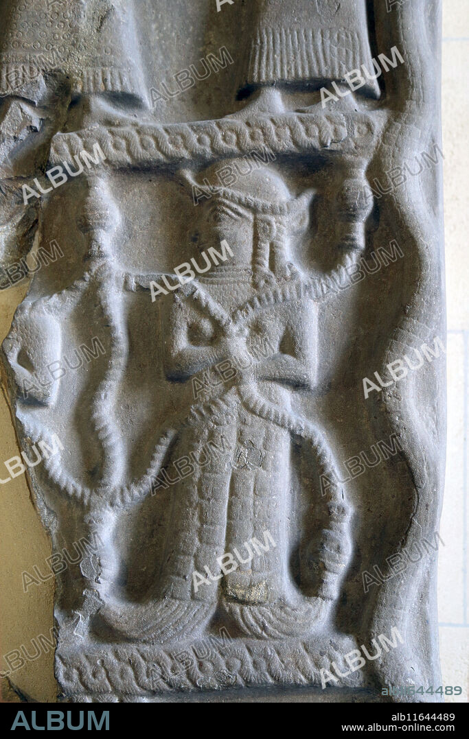 Stele of Untash-Napirisha, king of Anshan and Susa. Iran. 1340-1300 BC. Elamite period. Detail woman-fish, holding streams of water. Louvre.