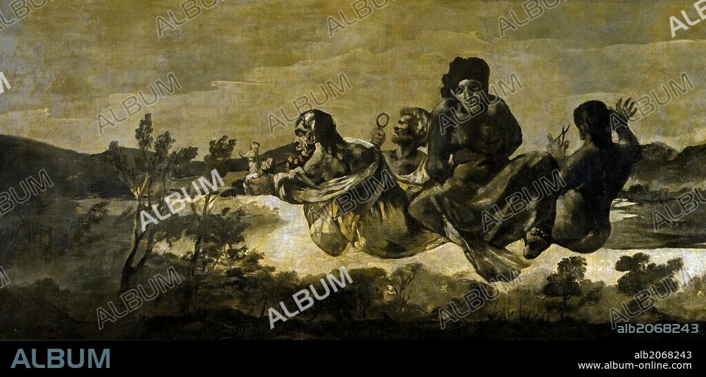 Francisco de Goya y Lucientes / 'Las Parcas, o Átropos', 1820-1823, Escuela Española, Técnica mixta sobre Revestimiento mural, 123 cm x 266 cm, P00757.