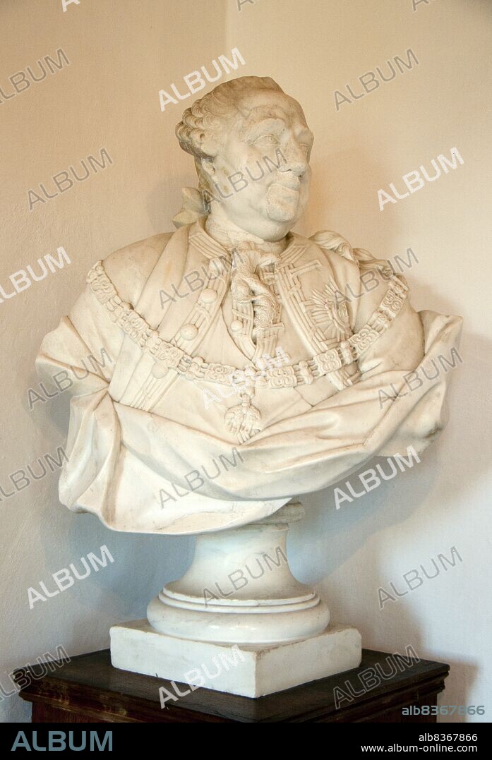 Slovenia: Bust of Johann Karl Philipp von Cobenzl (21 July 1712 in Laibach (now Ljubljana) 27 January 1770 in Brussels), Imperial councillor, politician and art collector, Predjama Castle, near Postjna. Johann Karl Philipp, Graf von Cobenzl was an 18th-century politician in the Habsburg Monarchy. He was minister plenipotentiary of the Austrian Netherlands in Brussels under Empress Maria Theresa from 1753 until his death in 1770.