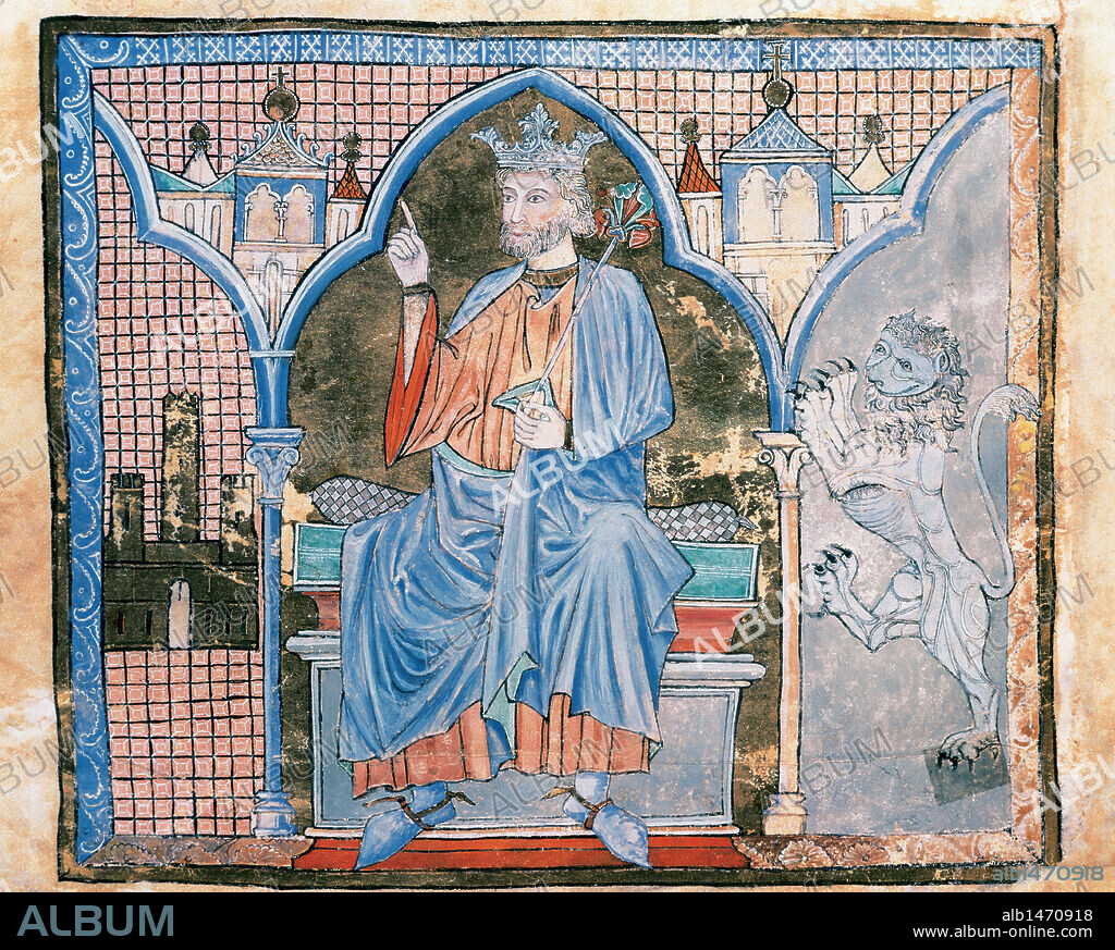 Ferdinand III of Castile, (1199-1252). King of Castile from 1217 and King of Leon from 1230. Manuscript "Index of Royal Privileges". 13th century. Archive of the Cathedral of Santiago de Compostela. Galicia. Spain.