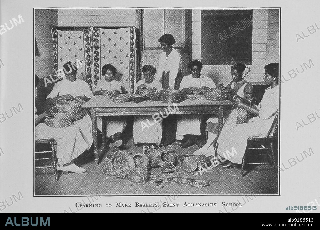 Learning to make baskets; Saint Athanasius' School; [Brunswick, Georgia], (1923?).