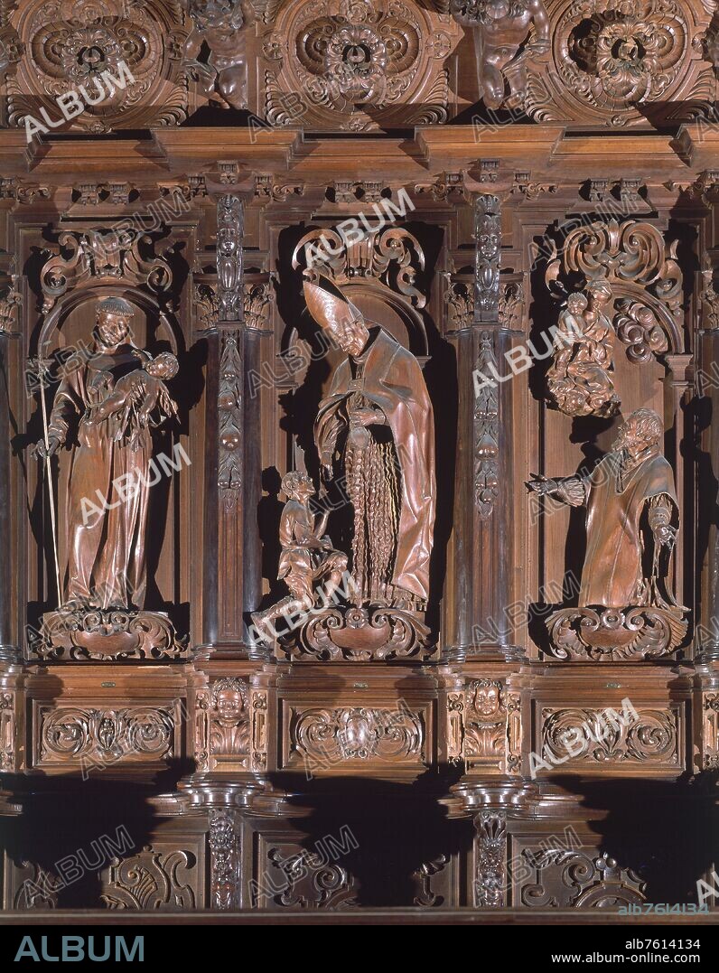 PEDRO DE MENA Y MEDRANO. SILLERIA CORO DE LA CATEDRAL DE MALAGA - 1633 - DETALLE DE SANTO TOMAS DE VILLANUEVA - BARROCO ESPAÑOL.