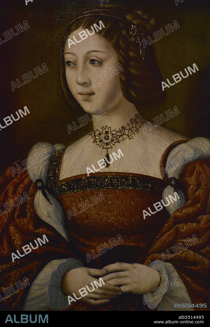 Isabella of Portugal (1503-1539). Queen of Spain and empress, wife of Emperor Charles V. Portrait of Isabella of Portugal. Unknown author. Documented in the second half of the 16th century. Oil on wood. National Museum of Ancient Art. Lisbon, Portugal.