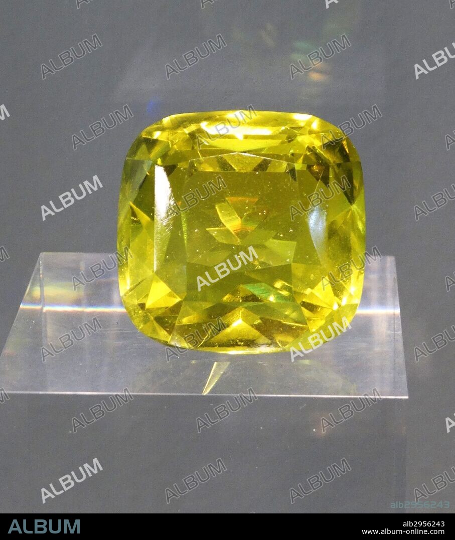 Tiffany Yellow Diamond is one of the largest yellow diamonds ever discovered; its carat weight is 287.42 carats (57.484 g) in the rough when discovered in 1878 in the Kimberley mine in South Africa. Dated 2014.