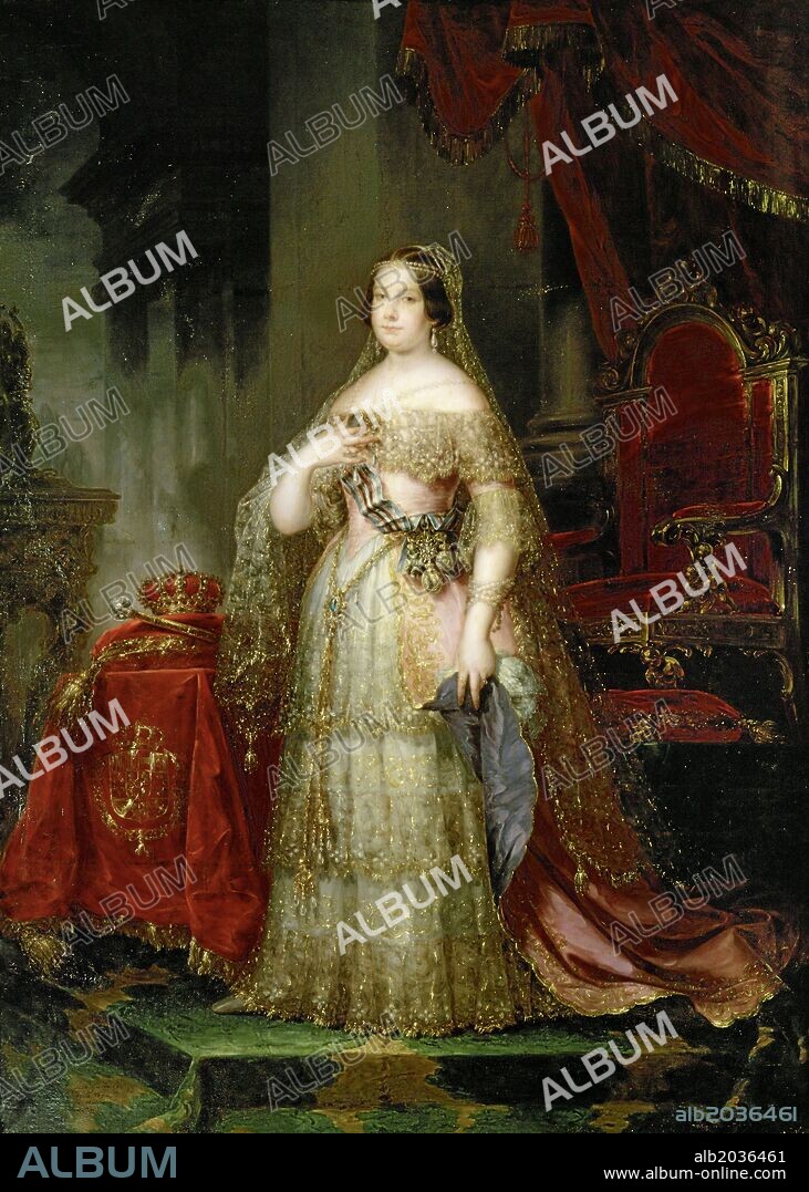 JOSE GUTIERREZ DE LA VEGA. José Gutiérrez de la Vega / 'Isabel II de España', 1845, Óleo sobre lienzo, 226 x 162 cm, CE0871.
